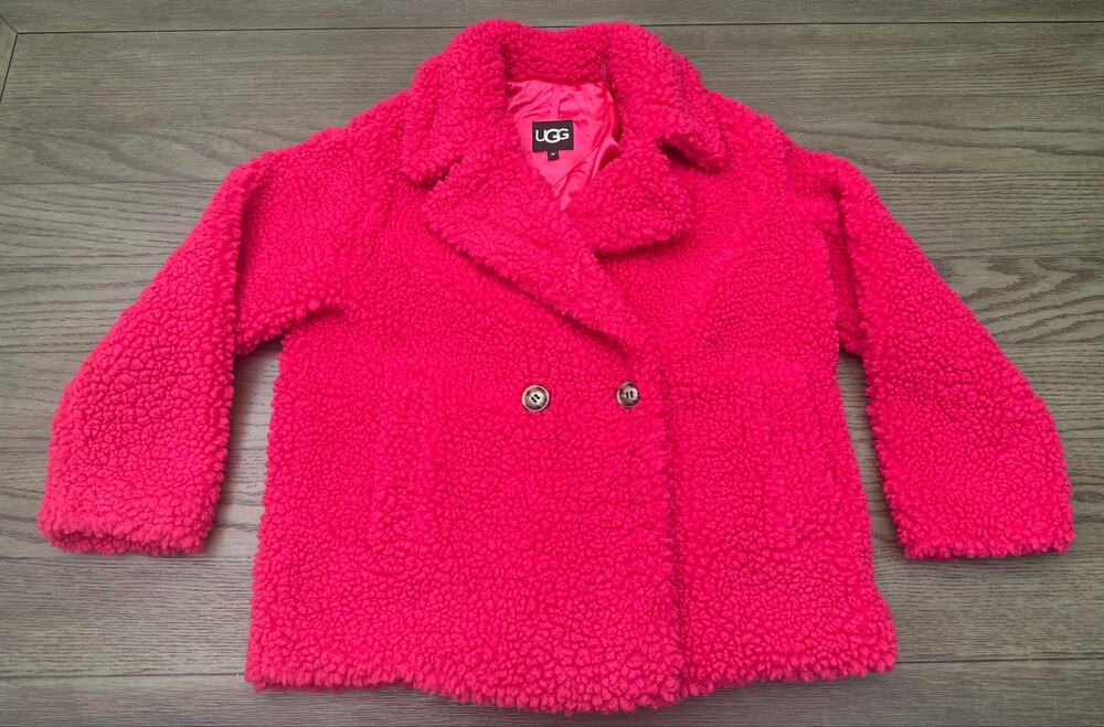 UGG Gertrude Teddy Coat Womens Medium Hot Pink Sherpa
